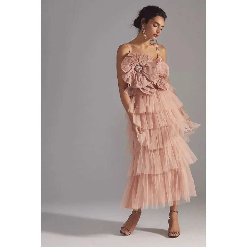 Anthropologie Kavita Bhartia Rosette Tiered Tulle Gown - Picture 3 of 11
